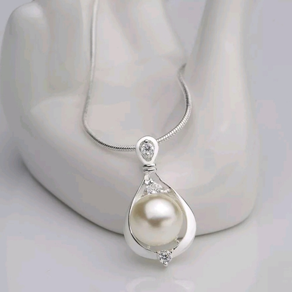 Jewelry 925 Sterling Silver Crystal Pearl Pendant